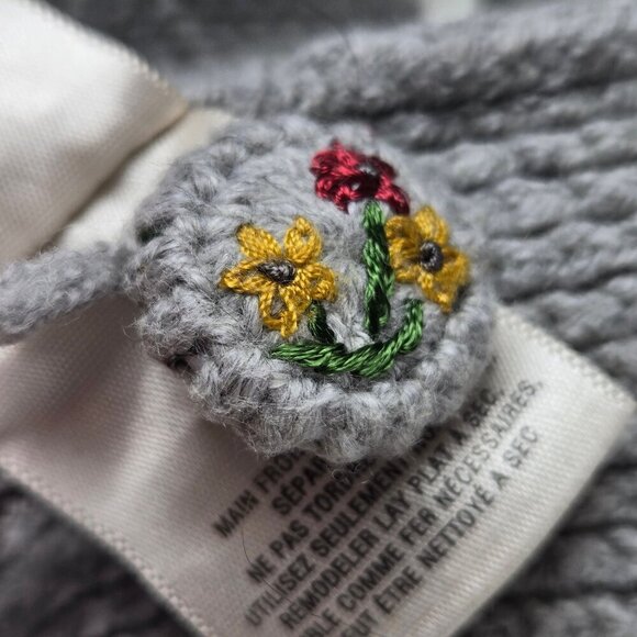 Anthropolgie MOTH Blakely Knit Blazer Size Small Gray White Trim 1 Button Close - Picture 13 of 15